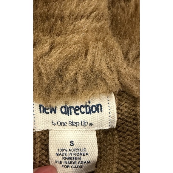 New Direction Boho Brown Sweater Vest Womens Small Faux Fur Hippie Cottage Y2K - Picture 5 of 5